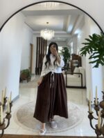 دامن زارا قهوه ای - 5