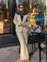 ست کت و شلوار نفیس کرم - Image 2